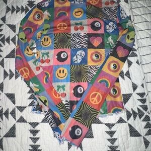Colorful Icon-Print Long Sleeve Women's Top - Multicolor